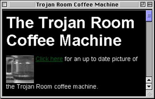 Die Webseite mit dem Bild der Kaffekanne
